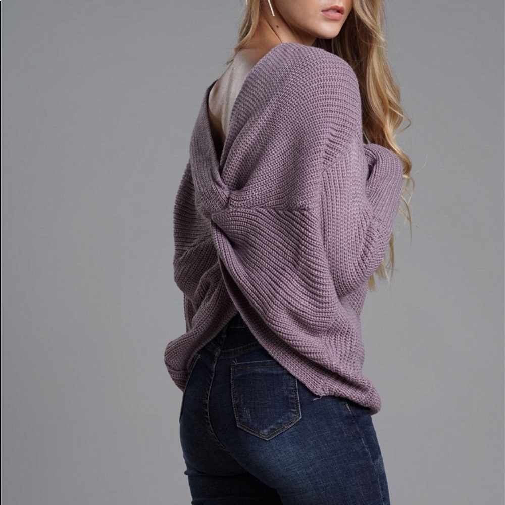 5🌟Sunny Day Sexy Purple Long Sleeve Cozy Sweater - Picture 6 of 8
